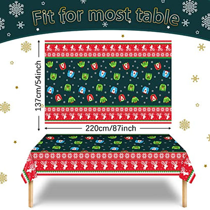2 Pcs Christmas Ugly Sweater Tablecloths - Plastic Disposable Holiday Decor