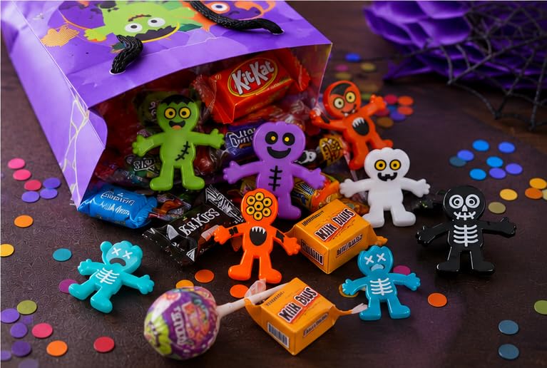 Mini Halloween Toys Bulk Pack - Bendable Spooky Character Figures for Party Favors