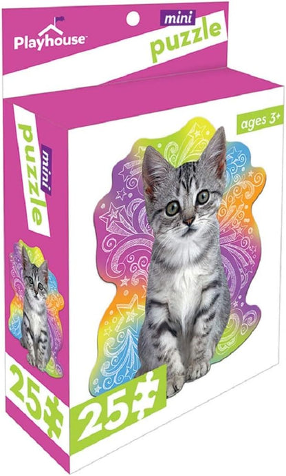 Playhouse 25-Piece Die-Cut Mini Puzzle - Fun Tabby Kitten Design for Kids