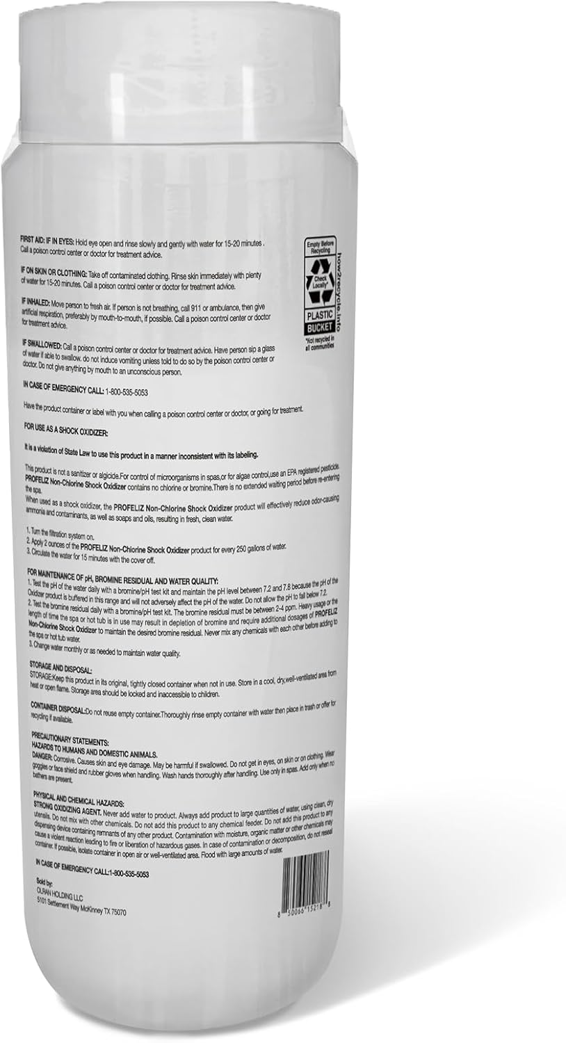 Profeliz Non-Chlorine Shock for Hot Tub & Spa - Chlorine-Free Oxidizer, 4 Pack, 11 lb
