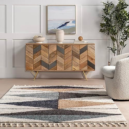 nuLOOM Kali Shaggy Diamond Tassel Clearance Area Rug, 4x6, Blue