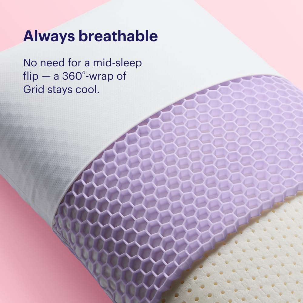 Purple Harmony Pillow - Talalay Latex Foam Cooling Pillow for Side Sleepers | Medium Feel, Standard Size