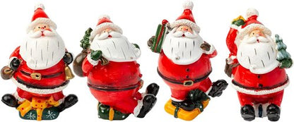 Crafjie Christmas Miniature Figurines - 4PCS Santa Claus Ornaments for Festive Holiday Decor