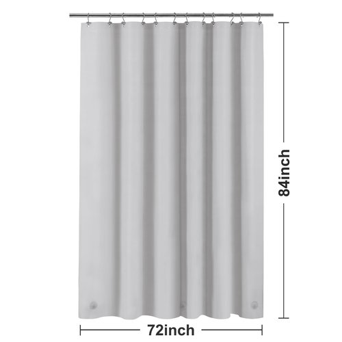 Barossa Design Extra Long Shower Curtain Liner with 3 Magnets - 72" x 84" XL, Waterproof PEVA Lightweight Shower Liner for Bathroom, PVC Free, Metal Grommets - Silver Gray, 72x84