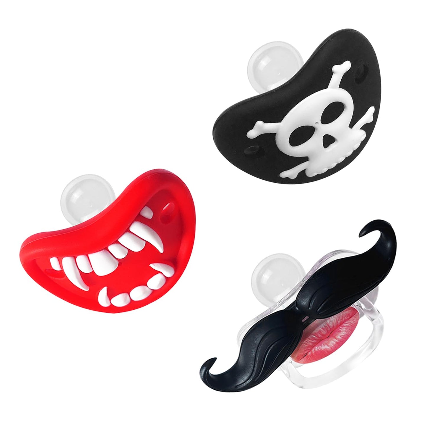 ROBBEAR Funny Baby Pacifier - Cute Mustache Vampire Binky | BPA-Free Silicone for Infants 0-36 Months