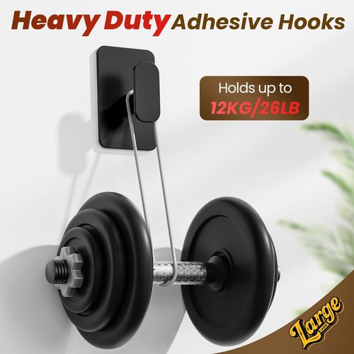 Heavy Duty Self Adhesive Hooks by [Brand Name] - 26lb Max Capacity, Waterproof & Rustproof Stainless Steel | Black, 4 Pack for Towel, Coat, Robe