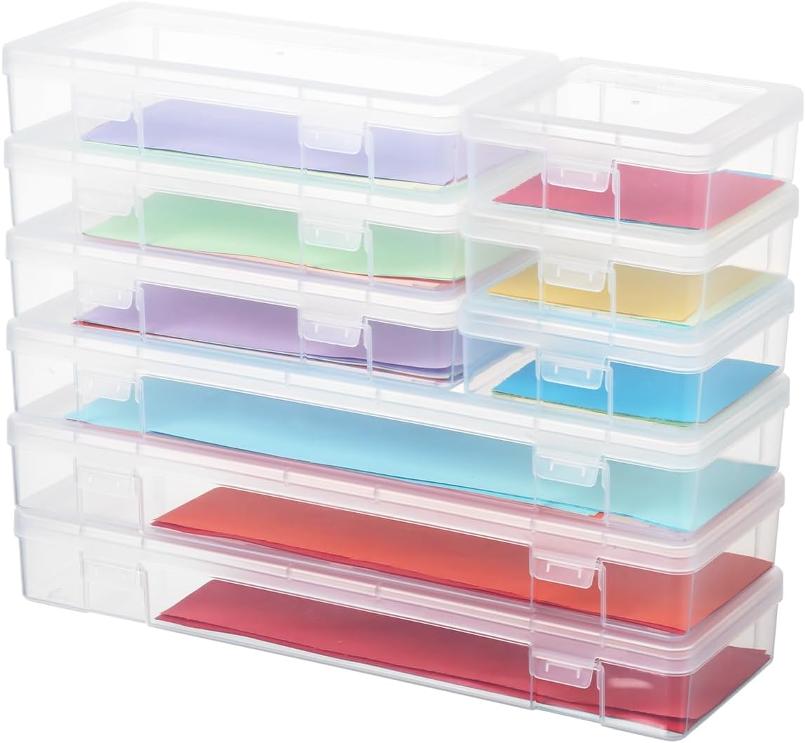 Novelinks Clear Storage Containers - Stackable Organizers with Lids for Crafts | 3 Small, 3 Medium, 3 Large