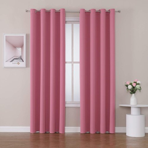 ChrisDowa Room Darkening Curtains 90 Inches Long 2 Panels Set for Living Room, Grommet Thermal Insulated Blackout Curtains for Bedroom (Pink, 52 x 90 Inch)