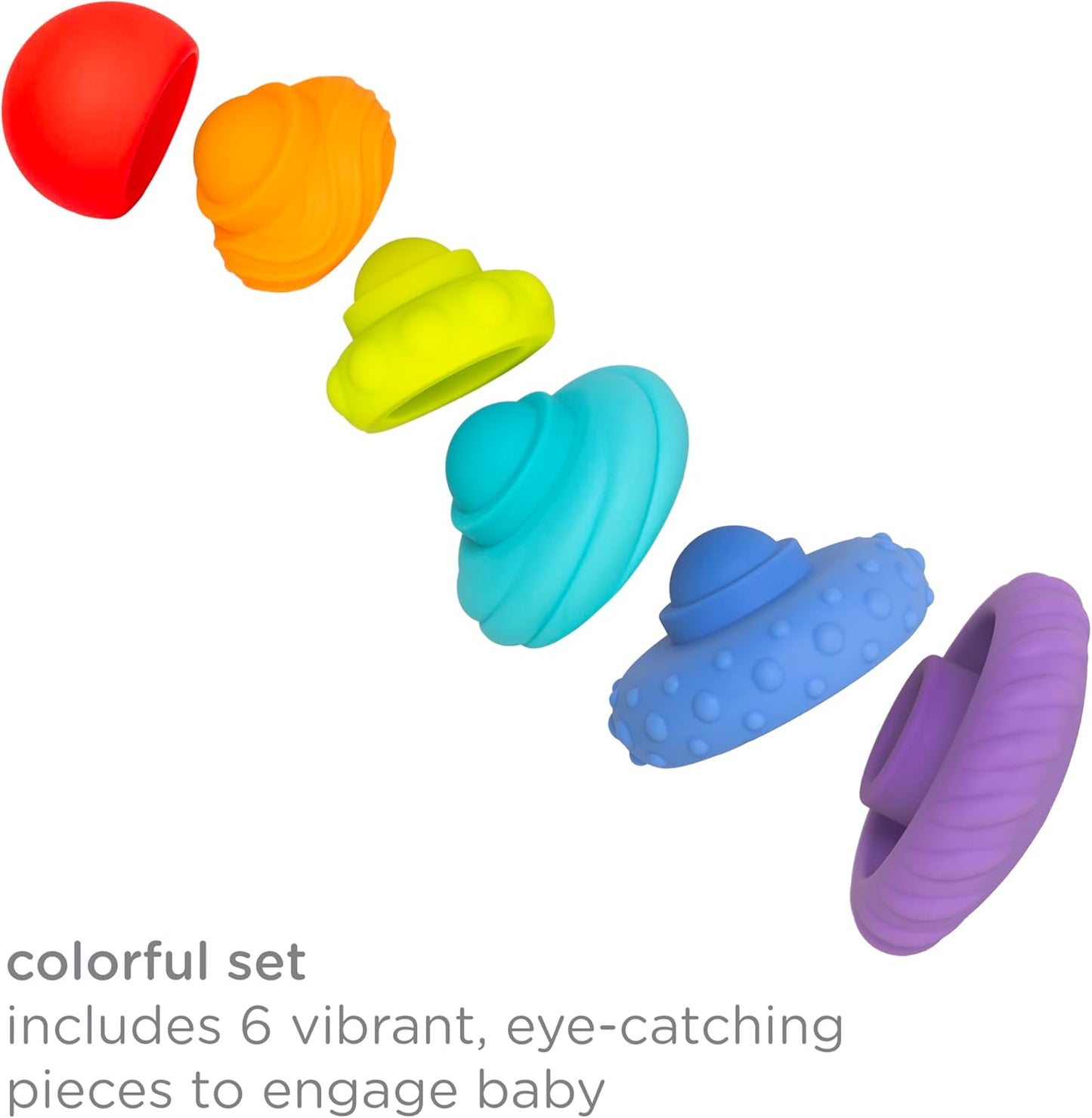 Ubbi Baby Teether Totter - Multi-Textured Food-Grade Silicone Teething Toy | 6-Piece Set for Early Development