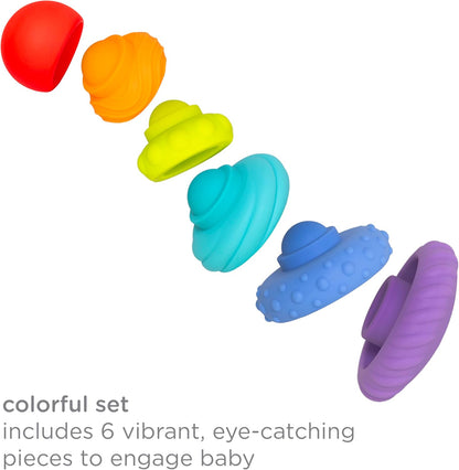 Ubbi Baby Teether Totter - Multi-Textured Food-Grade Silicone Teething Toy | 6-Piece Set for Early Development