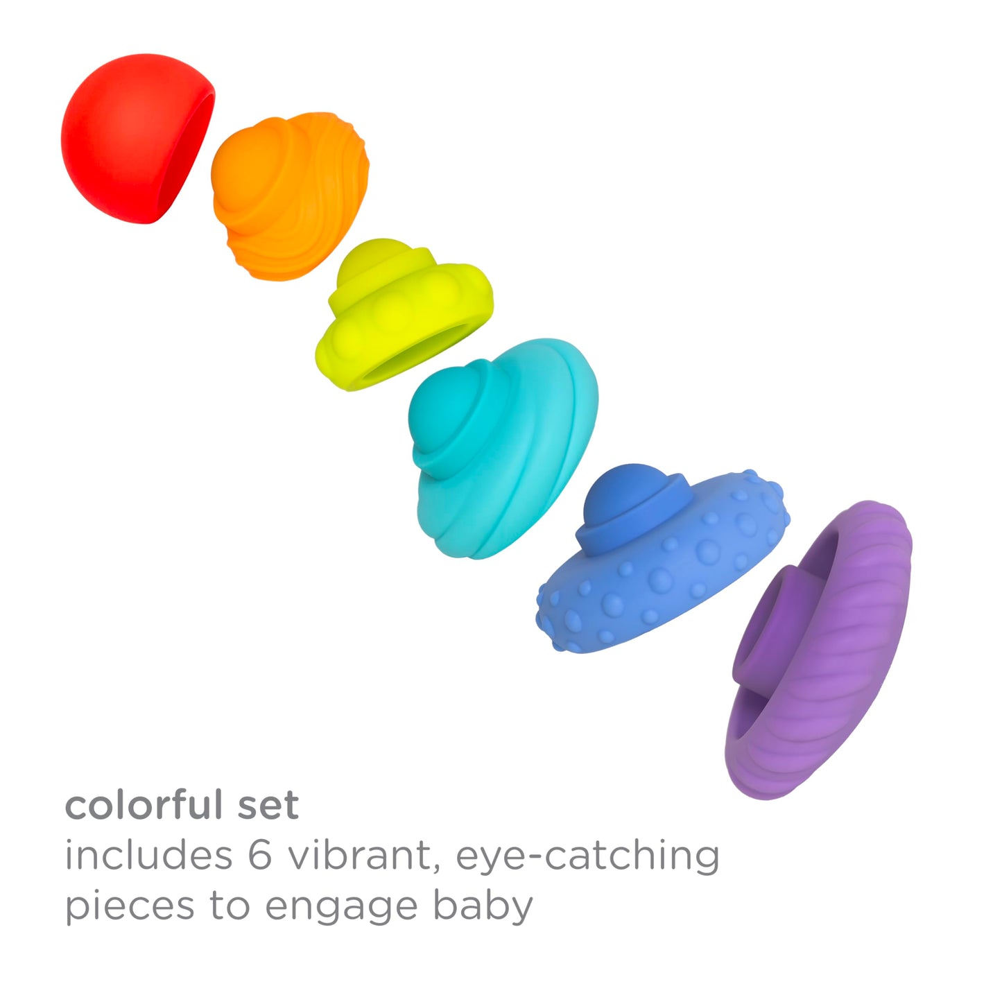 Ubbi Baby Teether Totter, Multi-Textured Food-Grade Silicone Teething Toy, 6 Piece Set, Early Development Toy