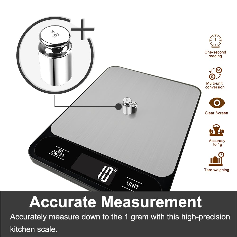 Skiennix Digital Kitchen Scale - Accurate Weight Measurement in Grams & Ounces | 11lb Capacity, LCD Display