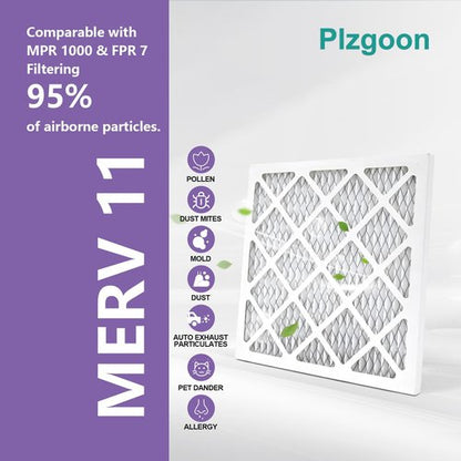 Plzgoon 14x14x1 Air Filter MERV 11 (6 Pack) MPR 1000 HVAC Pleated A/C Furnace Filters Compatible with Air Conditioner AC Furnace Systems (Exact Dimensions: 13 3/4x13 3/4x3/4 Inches)