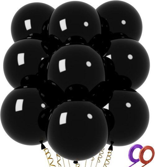 32Pcs Black Big Balloons - 18 Inch Round Latex Party Balloons for Birthday & Wedding Decor