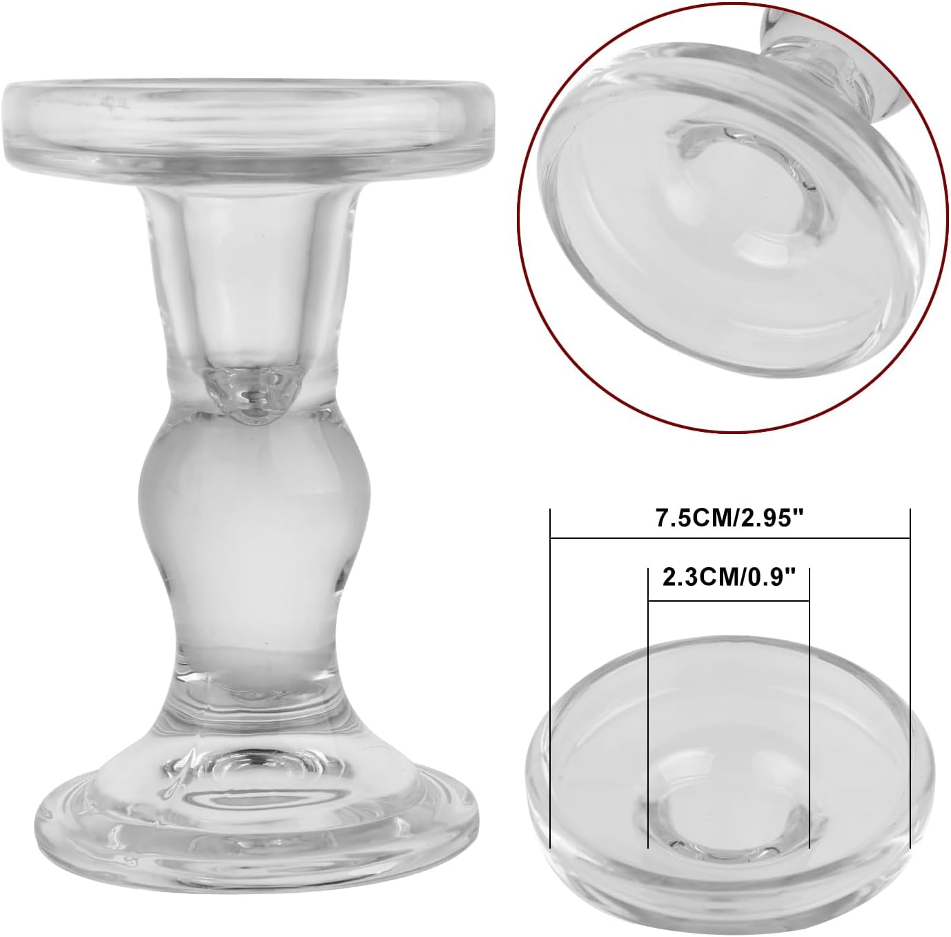 Skiennix 3-Piece Glass Candlestick Set - Elegant Crystal Holders for Christmas & Weddings | Clear