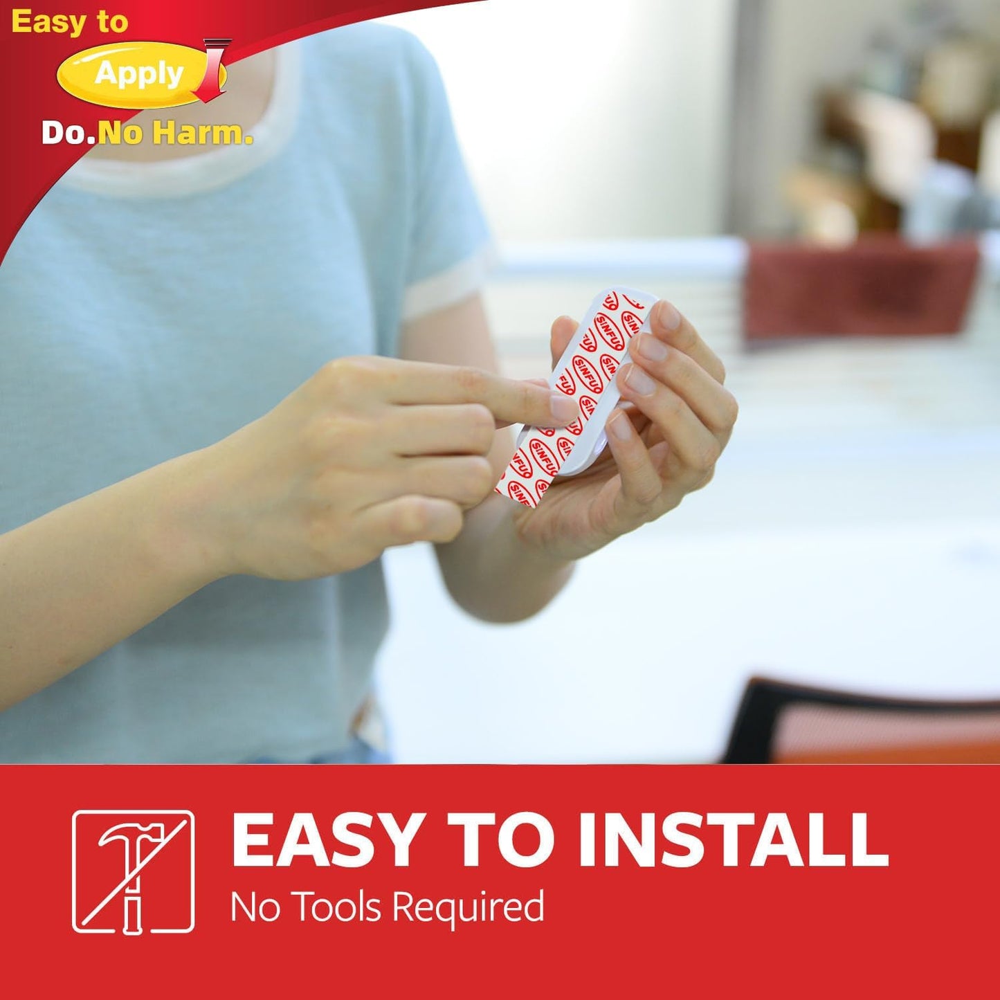 Sinfuo Utility Wall Hooks - Heavy Duty Adhesive for Damage-Free Hanging | 16 Hooks & 20 Strips