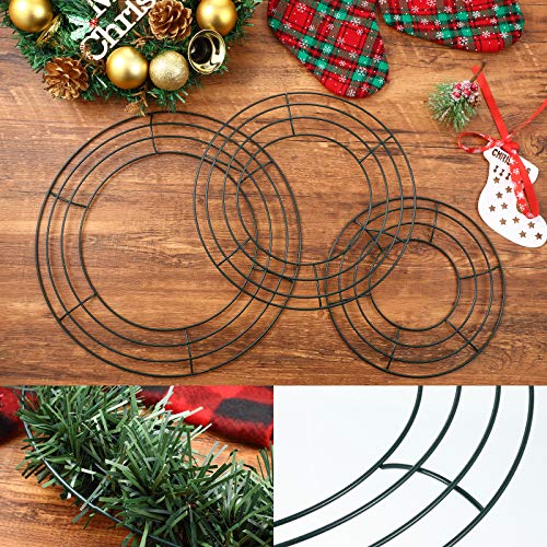 12 Inch Green Metal Wreath Frame Round Wire Ring for DIY Crafts & Decorations