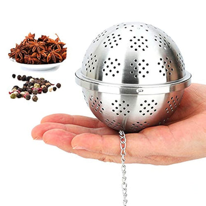 Spice Ball Extra Large For Cooking, Seasoning Ball, Spice Infuser, Tea Ball Filter, With Extended Chain Hook For Enhancing Soups, Stews, Cider, Wine, And Especially Brewing Large Quantities Of Tea