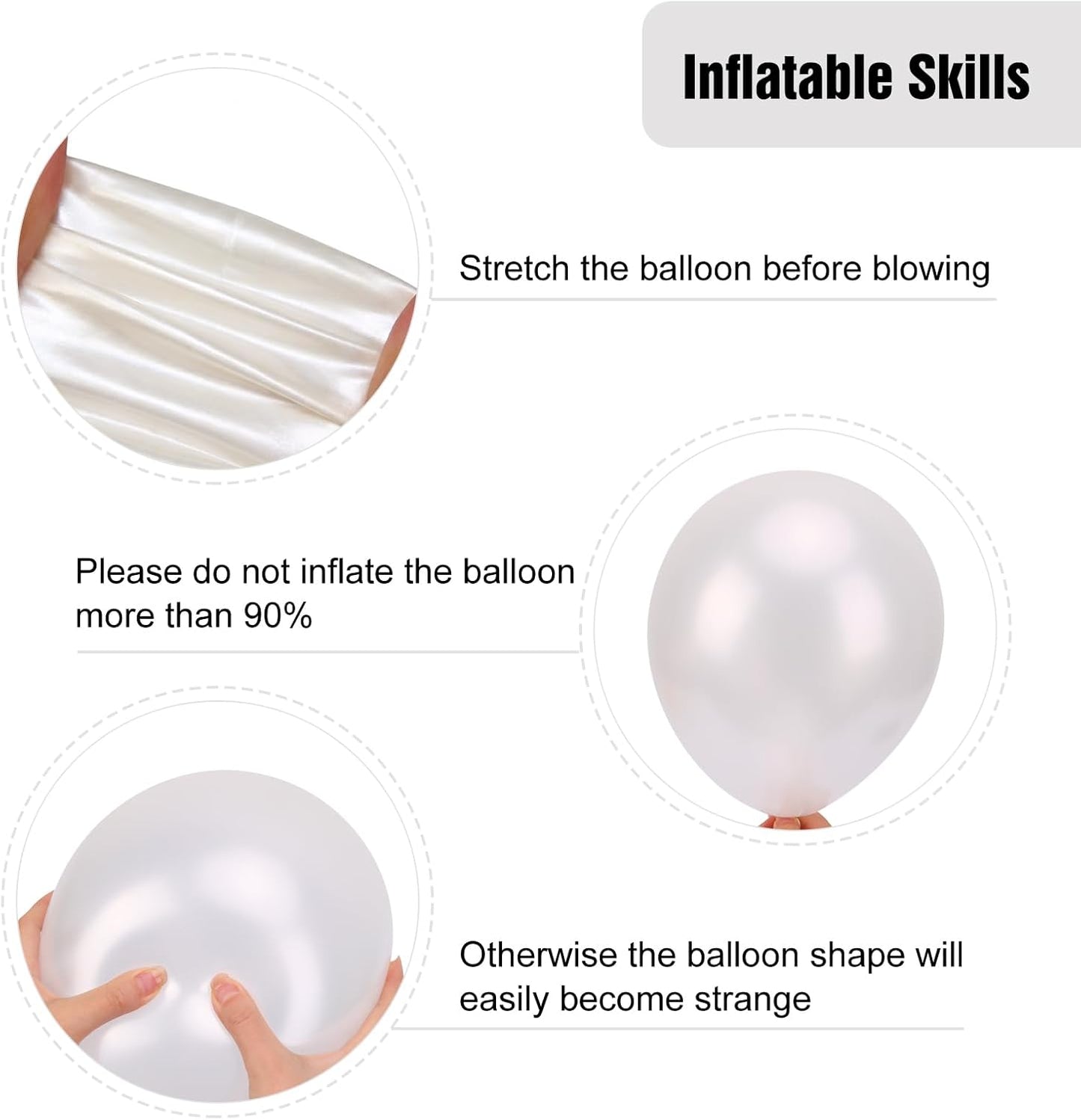 RUBFAC 12-Inch Pearl White Balloons - 65pcs with Ribbons for Weddings, Anniversaries & Baby Showers