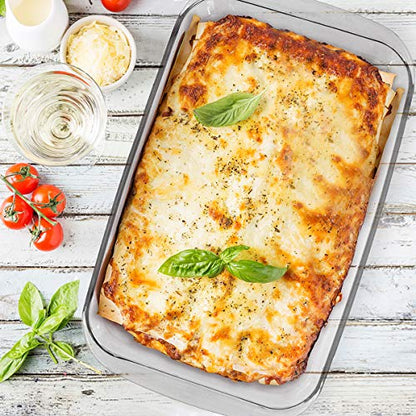 Glad Clear Glass Oblong Baking Dish | 1.6-Quart Nonstick Rectangular Bakeware Casserole Pan | Freezer-to-Oven and Dishwasher Safe, 2 Compartment