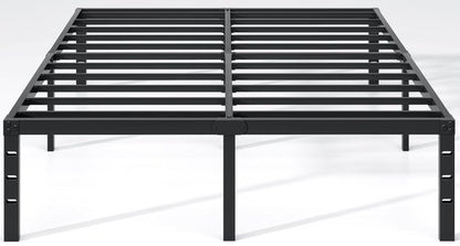 NEW JETO Metal Bed Frame,Full Size Bed Frame with Storage Space,Heavy Duty Sturdy Mattress Foundation,Easy Assembly,No Box Spring Needed, Black,16 Inch,Full