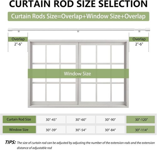 Adjustable Silver Curtain Rods by [Brand Name] - 5/8” Diameter, 30-120 Inch for Windows | 2 Pack