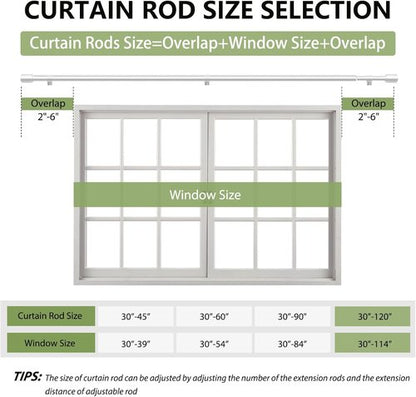 Adjustable Silver Curtain Rods by [Brand Name] - 5/8” Diameter, 30-120 Inch for Windows | 2 Pack