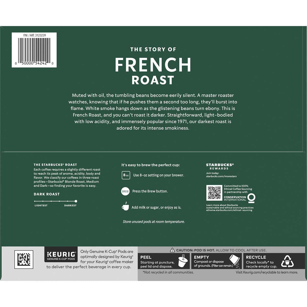 Starbucks French Roast K-Cups - Dark Roast Coffee Pods for Keurig | 72 Count