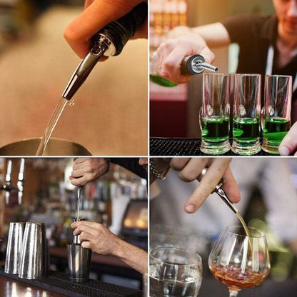 AOZITA 48 Pack Stainless Steel Classic Bottle Pourers Tapered Spout - Liquor Pourers with Rubber Dust Caps