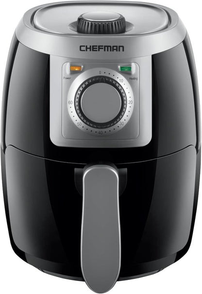 CHEFMAN 2 Qt Compact Air Fryer - Healthy Cooking with Adjustable Temperature & Timer | Nonstick, BPA-Free, Black
