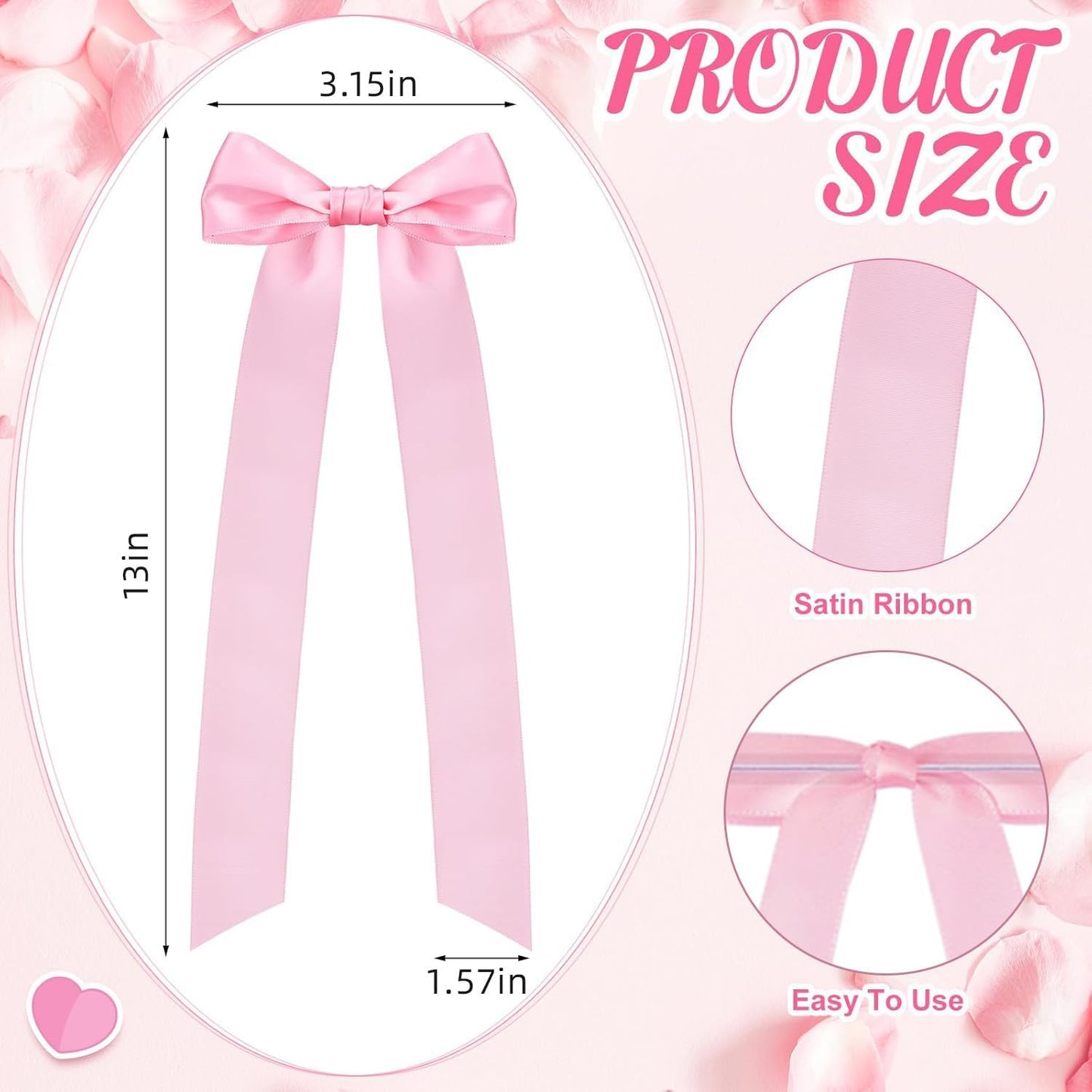 Skiennix 16-Piece Pink Candlestick Bow Set - Elegant 13-Inch Ribbon Bows for Weddings & Home Decor