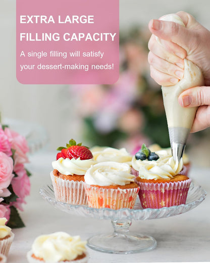 Skiennix 24-Inch Extra Large Disposable Piping Bags - 100 Thickened Tipless Frosting Bags for Cake & Cookie Decoration