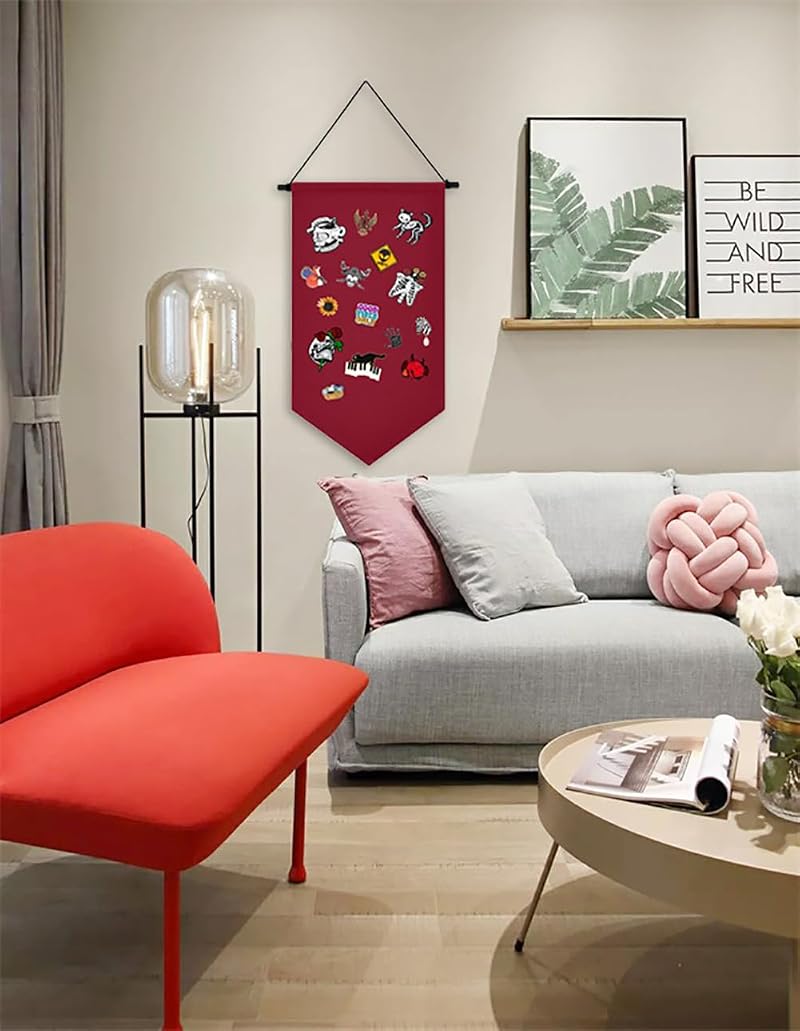 Christmas Red Wall Hanging Pin Display Banner - Jewelry Organizer Case for Pins, Earrings & Necklaces