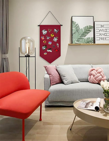Christmas Red Wall Hanging Pin Display Banner - Jewelry Organizer Case for Pins, Earrings & Necklaces