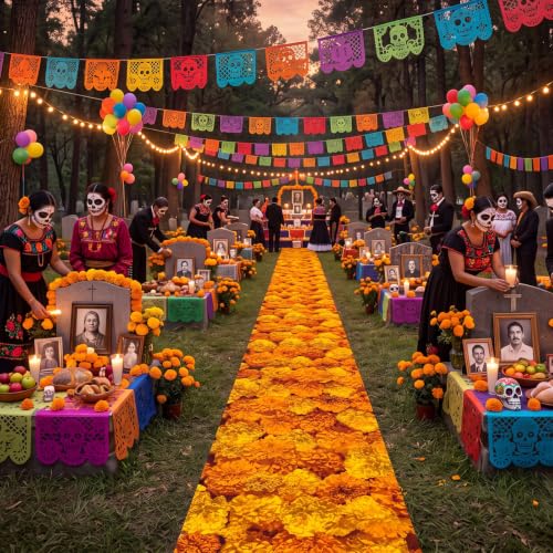 Day of the Dead Marigold Path Runner for Aisle & Decor - 2x10 ft