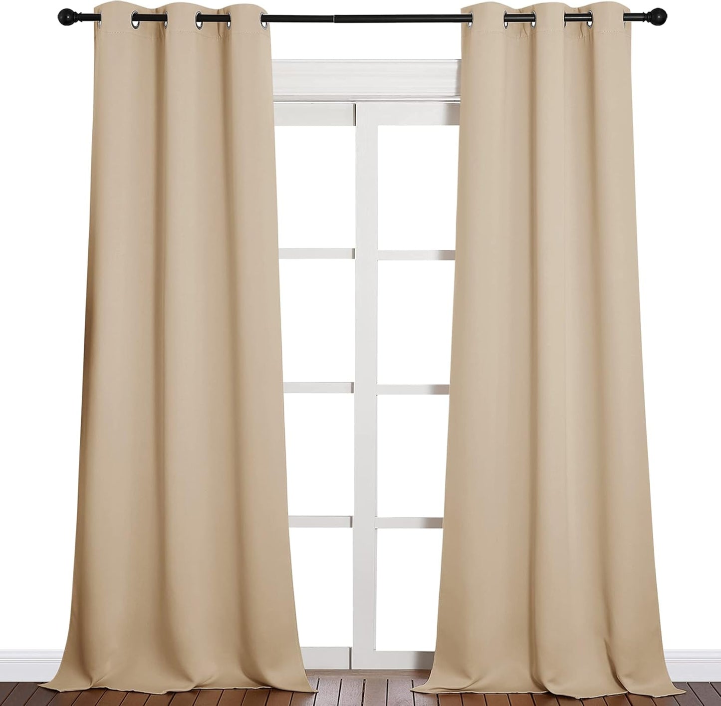 NICETOWN Room Darkening Grommet Panels - 90-Inch Baby Room Curtains in Biscotti Beige | Privacy Draperies (42-Inch Width, 1 Pair)