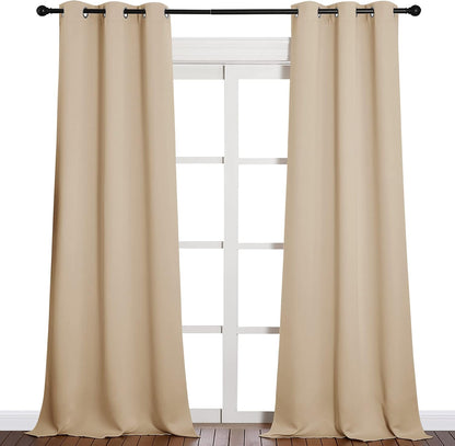 NICETOWN Room Darkening Grommet Panels - 90-Inch Baby Room Curtains in Biscotti Beige | Privacy Draperies (42-Inch Width, 1 Pair)