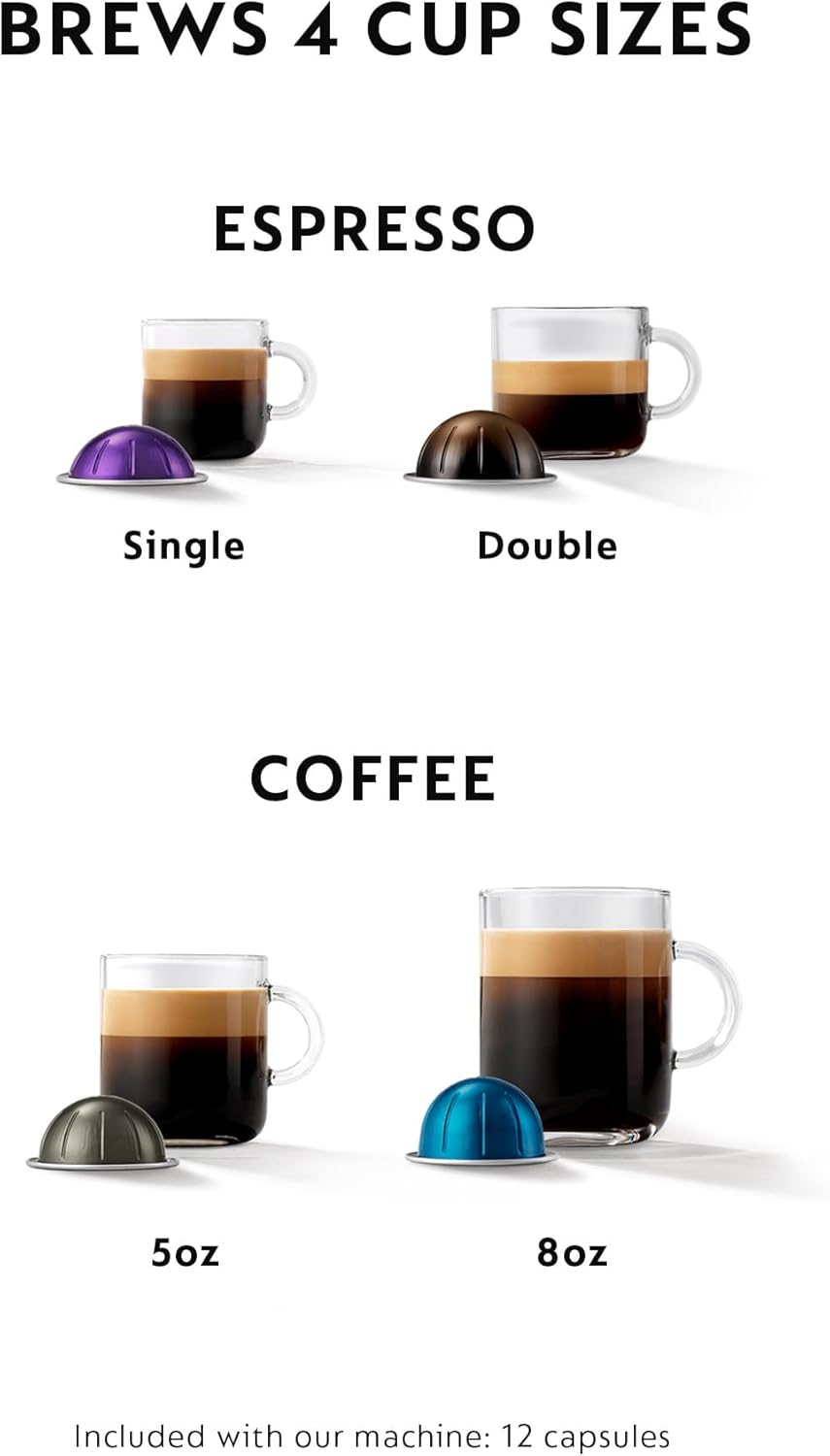 Breville Nespresso Vertuo Coffee & Espresso Maker - Chrome Finish with Aeroccino Frother