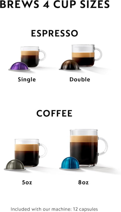 Breville Nespresso Vertuo Coffee & Espresso Maker - Chrome Finish with Aeroccino Frother