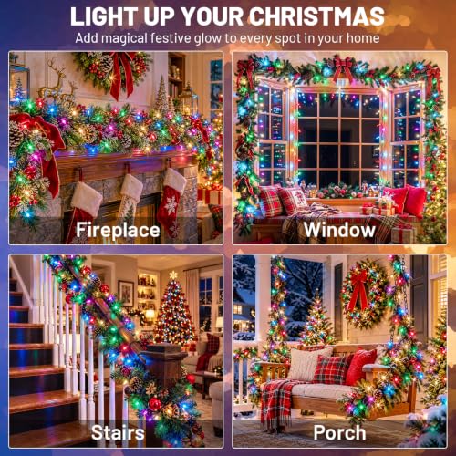 Multicolor LED Christmas Tree Lights 200 Bright Bulbs with Remote - 8 Modes