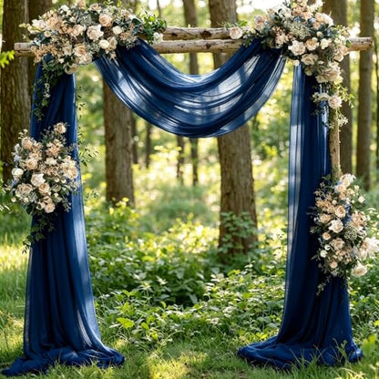 Navy Blue Wedding Arch Draping Fabric Backdrop 4 Panels - 29"×20Ft, Pack of 4