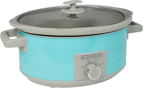BLACK+DECKER 7-Quart Slow Cooker - Dishwasher Safe with Lid Holder & 3 Heat Settings - Teal