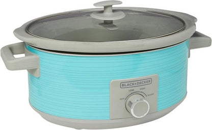 BLACK+DECKER 7-Quart Slow Cooker - Dishwasher Safe with Lid Holder & 3 Heat Settings - Teal