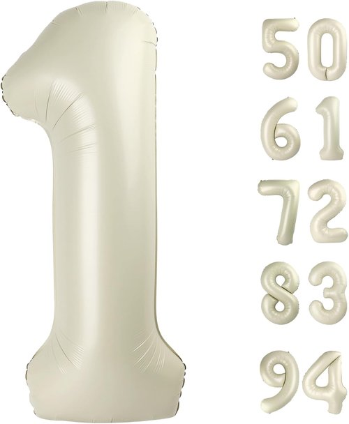 40 Inch Cream Number 1 Balloon - First Birthday Decorations for Kids | Giant 1st Birthday Balloon