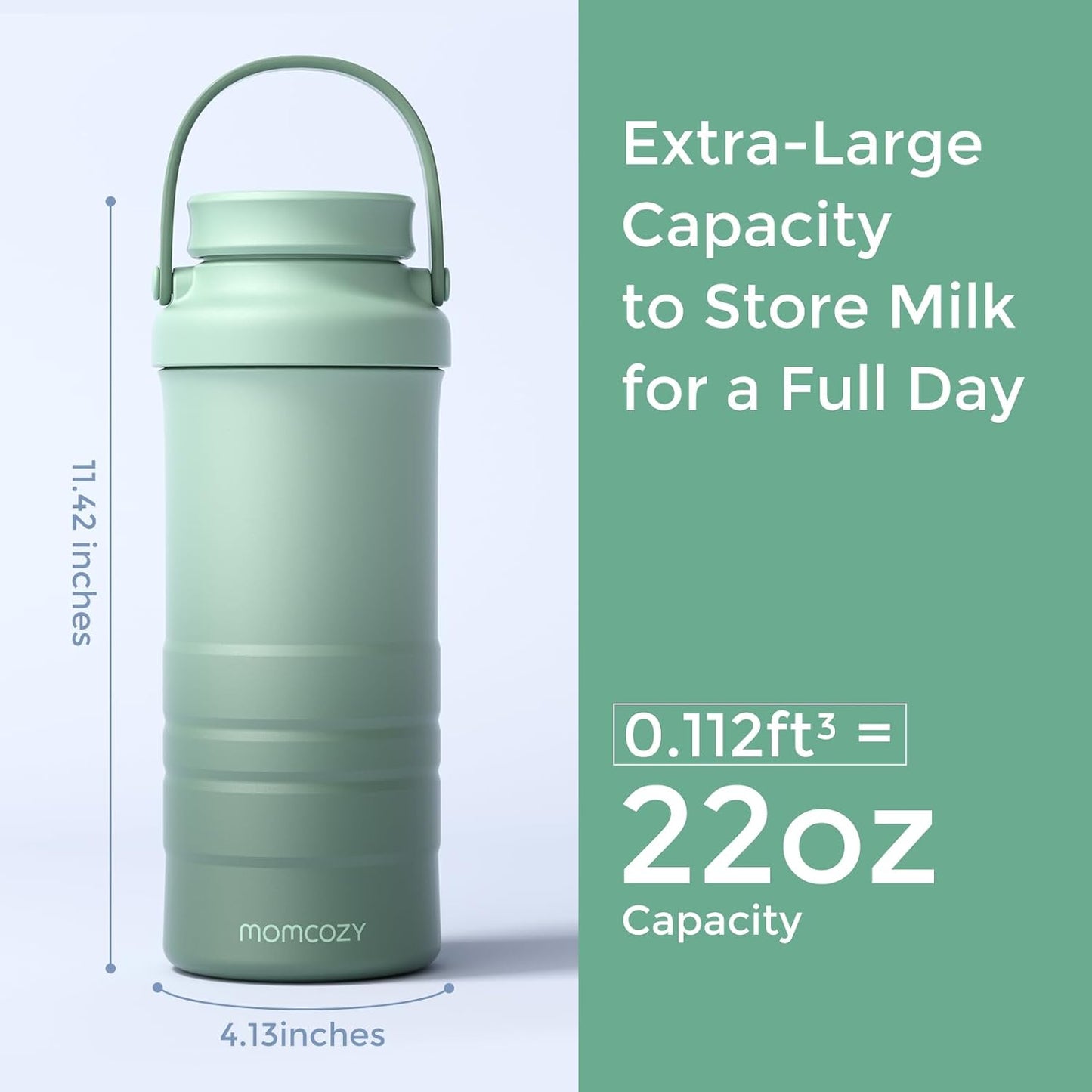 Momcozy 22oz Portable Breast Milk Cooler - 360° Cooling for 24 Hours | Includes 2 Baby Bottles