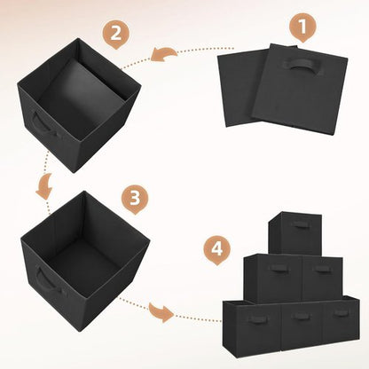 **Storage Maniac 11-Inch Collapsible Storage Cubes - Durable Fabric Bins for Organization | 8-Pack Black**