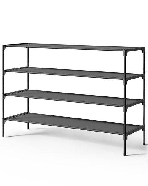 Kitsure Shoe Rack - Non-Woven Shoe Rack Shelf, Shoe Organizer for Closet, Entryway, Garage & Corridor, Stackable Shoe Shelves, 36.2" Wide - 4 Tier, Black