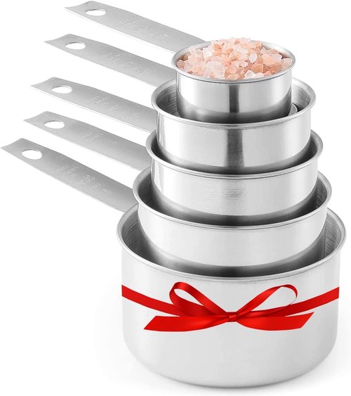 Laxinis World Stainless Steel Measuring Cups - 5 Piece Stackable Set for Accurate Cooking