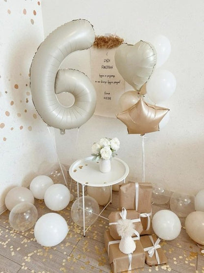 40 Inch Large Number Balloons - Cream White 4 for Birthday Parties, Graduations & Weddings
