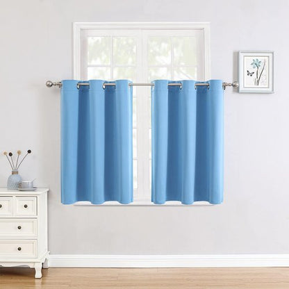 ChrisDowa Small Window Curtains - Grommet Thermal Insulated Room Darkening Panels | Sky Blue, 52 x 36 Inch